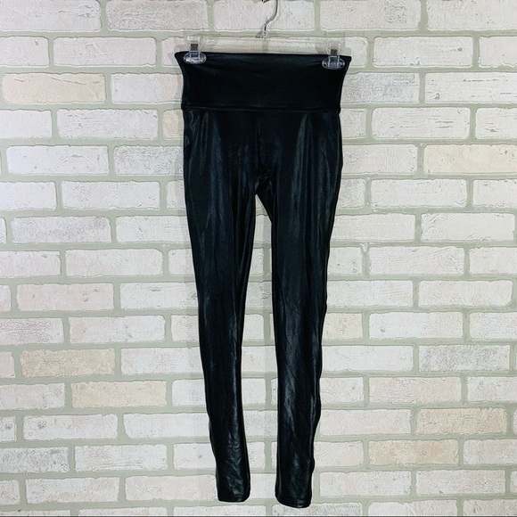 SPANX Black Faux Leather Leggings Size L - Picture 4 of 11